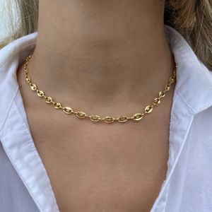 رخيص بسعر الجملة سلسلة حبوب قهوة عتيقة 4 أو 18 قيراط قلادة نسائية مطلية بالذهب غير متلاشية سلسلة أنف خنزير مشهورة - Product Image 2