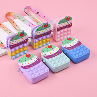 Jouets pour enfants porte-monnaie en silicone presse à bulles en forme de crème glacée petit sac à bandoulière porte-monnaie