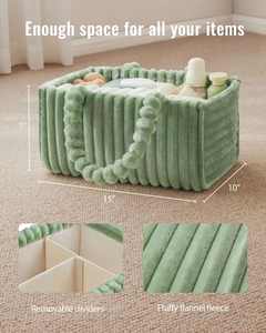 Organizador de Pañales de Franela Verde con Embalaje de Regalo Incluido, Cesta de Almacenamiento Acogedora para Guardería - Product Image 4