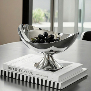 Modern Electroplated Silver Storage Tray Iron Decorative Bowl For Living Room Table Display - Product Image 4