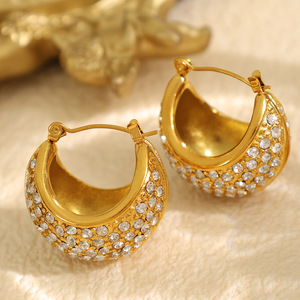 Boucles d'oreilles Huggie en or, perles et cristaux en forme de U pour femmes, bijoux de fête à la mode, en alliage de Zinc EH858 - Product Image 2