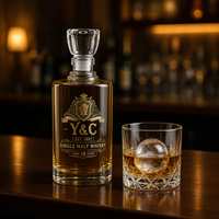 Luxe 500ml Super-flint fles decanter met aangepaste kleur logo doosverpakking, heldere likeur whisky brandewijn groothandel