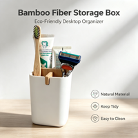 Conteneur de rangement en vrac pour salle de bain, porte-pinceaux de maquillage avec séparateur en bambou amovible pour brosses à dents, stylos, petits outils de cuisine