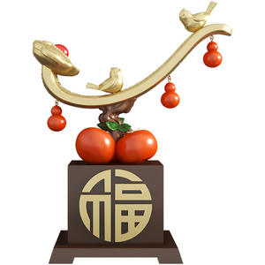 Modernos Adornos Decorativos de Resina Pintados a Mano Estilo Chino, Económicos y Nuevos de Fábrica, con Forma de Caqui, para Sala de Estar, Vinoteca u Oficina - Product Image 1