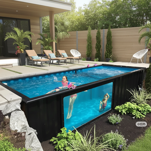 Piscine extérieure de luxe en structure acier, panneaux sandwich, fenêtre respirante, préfabriquée, extensible, conteneurisée, 20ft 40ft, moderne - Product Image 2
