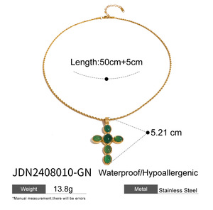 Shopping di lusso per gioielli <span class=keywords><strong>Online</strong></span> placcato <span class=keywords><strong>oro</strong></span> 18k impermeabile croce collana gioielli in acciaio inox per le donne - Product Image 3