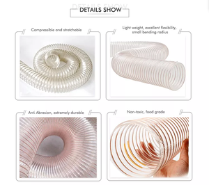 Tubo del condotto del filo di acciaio in poliuretano morbido e filo di acciaio placcato Cooper resistente all'olio usato per <span class=keywords><strong>aspirazione</strong></span> e trasporto di polvere - Product Image 4