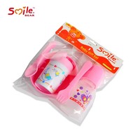 Ensemble de soins pour bébé 5 pièces en PP sans BPA, vente en gros OEM ODM, biberon à débit variable 150 ml, motif imprimé, tasse à jus, cuillère, fourchette, bol