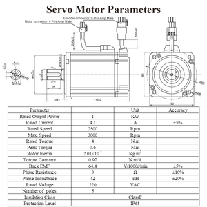 Kit de Motor IP65 de 1kw Monofásico 3.8N.m 2500RPM CA y 220VAC Monofásico con Control RS485 80AST-A1C04025 Motor 80AST-A1C04025 - Product Image 2