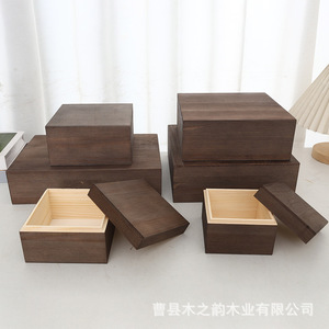 Wooden Storage Box Square Desktop Organizer For Jewelry Candy Soap <b>Gift</b> Box Solid Color Handmade Heze Origin - Product Image 3