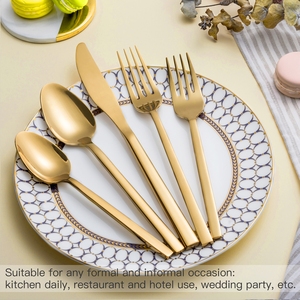 Juego de cubiertos de acero inoxidable dorado para boda, al por mayor, que incluye cuchillos, tenedores y cucharas - Product Image 4
