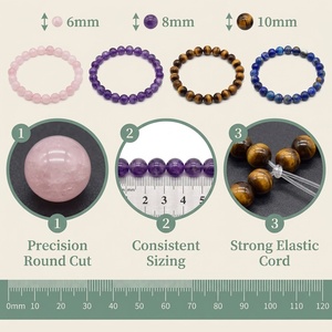 Bracelet extensible en perles rondes <span class=keywords><strong>de</strong></span> pierres précieuses naturelles, 9 variétés : Améthyste, Quartz <span class=keywords><strong>rose</strong></span>, Lapis-lazuli, Œil <span class=keywords><strong>de</strong></span> <span class=keywords><strong>tigre</strong></span>, Rhodonite, Cristal <span class=keywords><strong>de</strong></span> guérison - Product Image 3