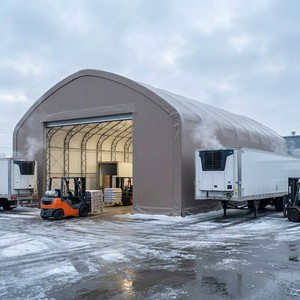 Bâtiment industriel à grande portée en tissu tendu pour entrepôt de stockage de minerai minier, structure en acier, membrane en PVC - Product Image 2