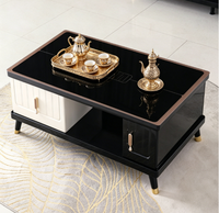 Meuble TV moderne de luxe en MDF avec plateau en verre trempé, ensemble table basse et meuble de rangement, meuble TV, table à thé pour usage domestique
