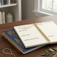 Journal de prière spirale avec logo personnalisé en feuille d'or, réflexion hebdomadaire, gratitude, étude biblique, coffret cadeau chrétien
