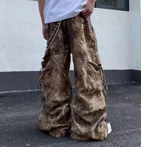 Pantalon de style rétro serpentine camouflage punk pour hommes, jambe large et ample, taille basse avec logo, service OEM - Product Image 4