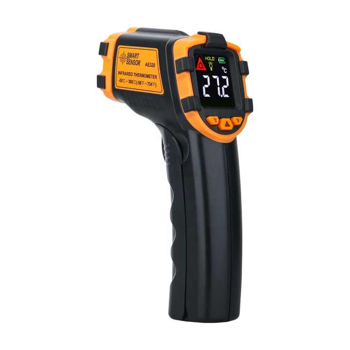 SMARTSENSOR-termometer inframerah Digital, pengukur suhu pirometer portabel non-kontak industri IR 50 hingga 390C
