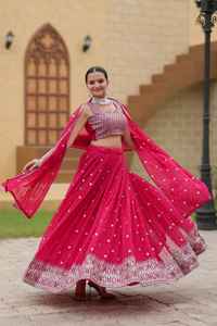 Designer de qualité export Lehenga Choli avec séquence de broderie pour les festivals et les mariages Nuptiale Lehenga Choli - Product Image 3