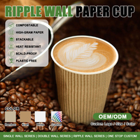 Gobelet à café jetable personnalisable en papier kraft ondulé avec couvercles pour boissons chaudes