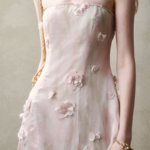 Falda Larga o Corta Personalizada de Alta Calidad, Casual, Elegante, con Estampado de Flores de Cerezo, Estilo Vintage, Color Rosa, Romántica, de Poliéster, Cintura Alta - Product Image 4