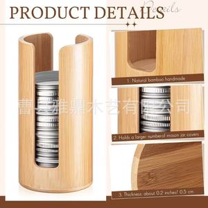 Bamboo Mason Jar Lid <b>Storage</b> <b>Box</b> Round Natural Wood Color <b>Kitchen</b> Standing Type Neatening <b>Storage</b> Organizer - Product Image 4