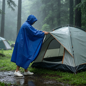 Impermeable de PVC Azul Grueso para Adultos, Traje de Lluvia Reutilizable Resistente para Trabajo al Aire Libre en Lluvia Intensa - Product Image 1