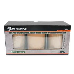 ROLLINGDOG ENVIRO-GUARD 81321 Paper Drop Sheet Rolls Dispenser Clean Wide Paint Tape Flim Masking Tape Applicator Set