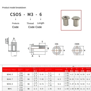 Écrou à tête fraisée en acier inoxydable haute résistance, à denture hexagonale, à trou aveugle, colonne <span class=keywords><strong>CSS</strong></span>/CSOS-M3M4M5M6, accessoires pour instruments - Product Image 2