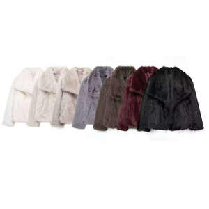 Cappotto Casual da donna alla moda con risvolto retrò a maniche lunghe autunno <span class=keywords><strong>inverno</strong></span> caldo antivento in pelliccia sintetica spessa fornitura di ODM - Product Image 3