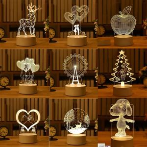 Linterna LED 3D de Acrílico y PVC con Forma de Oso y Dinosaurio, Lámpara Nocturna Infantil Portátil, Ecológica, Decoración para Dormitorio, Camping, Navidad, Bodas - Product Image 1
