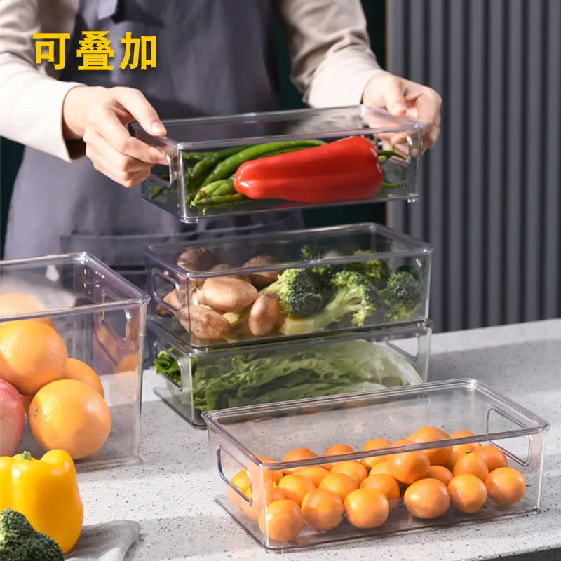 Cheap Refrigerator Organizer Bins Plastic Fridge Storage Container Stackable Fresh Box