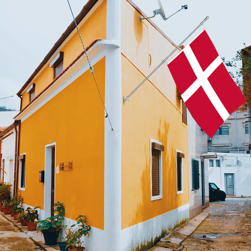 Grosir 3x5ft bendera Denmark 68D/100D poliester menyesuaikan semua negara pengiriman cepat pemasok andal pengiriman cepat