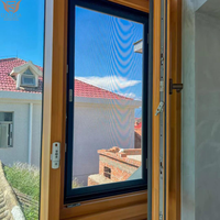 Fenêtre à battant en bois recouvert d'aluminium à rupture de pont thermique insonorisée de haute qualité pour usage résidentiel, avec moustiquaire intégrée pour extérieur et salle de bain