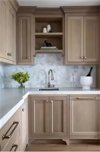 Armoire de cuisine écologique bicolore du Vermont, en bois massif durable et matériaux recyclables, avec tiroirs à fermeture douce - Product Image 6