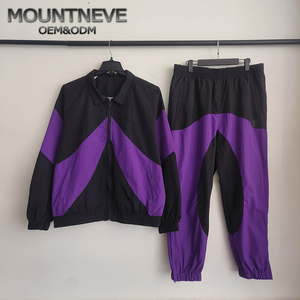 Jaket kustom pria, jaket Windbreaker olahraga berkerah blok warna, setelan 2 potong, pakaian jalan atletik jalanan kasual perkotaan - Product Image 2