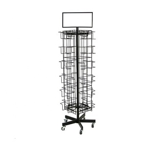 Tùy biến miễn phí đứng hiển thị dây Pocket Kim Loại Xoay thiệp chúc mừng CD Rack hiển thị đứng trên bánh xe - Product Image 6