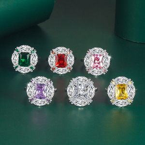 YL thời trang Ladies 'waterdrop <span class=keywords><strong>Ruby</strong></span> Emerald nhẫn vàng hồng kim cương sống động thạch anh tím bốn vuốt sống miệng hình quả lê - Product Image 1