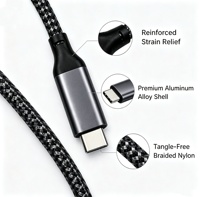 Cable USB C Industrial Personalizado de Alta Velocidad, Cable de Datos de Nylon para Computadora, Longitud Personalizada, Logotipo en la Carcasa, Venta Directa de Fábrica al Por Mayor