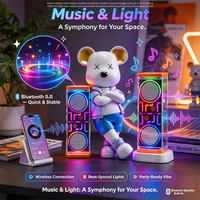 Statuette d'art ours avec haut-parleur Bluetooth RGB, tirelire, sculpture en résine peinte à la main pour la décoration de la maison et des magasins