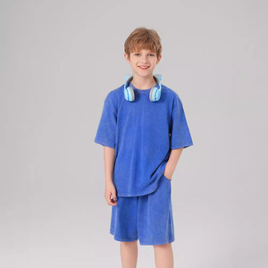 Set <span class=keywords><strong>di</strong></span> pantaloncini sportivi in cotone pesante 100% tinta unita, morbidi e delicati sulla pelle, per <span class=keywords><strong>ragazzi</strong></span>, per la <span class=keywords><strong>vita</strong></span> quotidiana. - Product Image 3