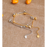 Bracelet élégant minimaliste en acier inoxydable doré lisse JINYOU 4780, chaîne à perles, bijoux hypoallergéniques de haute qualité