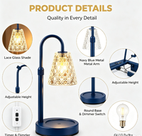 Lampe chauffe-bougie avec minuterie et variateur d'intensité, chauffe-cire, bleu foncé |   Cadeaux d'anniversaire pour femmes, cadeaux de bienvenue à la maison