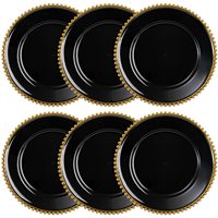 2025 nouveau Antique noir or en plastique chargeur assiette pas cher en gros plat de service pour les fêtes de mariage décoration de Table Transparent