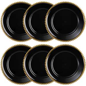 2025 nouveau Antique noir or en <span class=keywords><strong>plastique</strong></span> chargeur assiette <span class=keywords><strong>pas</strong></span> <span class=keywords><strong>cher</strong></span> en gros plat de service pour les fêtes de mariage décoration de Table <span class=keywords><strong>Transparent</strong></span> - Product Image 2