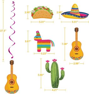 Décorations suspendues en spirale pour Fiesta Mexicaine, Fournitures de fête Cinco de Mayo, Décorations suspendues en spirale pour fête Taco Fiesta Mexicaine - Product Image 2