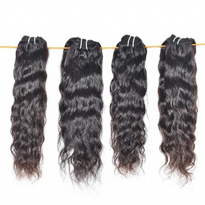 Paquetes de Cabello Remy Ondulado 100% Sin Procesar con Cutícula Alineada, Color Natural, Doble Trama, Frente de Encaje, 100g, de la India, Venta al por Mayor - Product Image 1