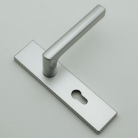 Serrure de porte simple en fer argenté à clé, poignée silencieuse, logo personnalisé, garantie 1 an, installation facile, pour chambre et salle de bain J020