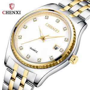 CHENXI Vigilanza di Marca Nuovi Uomini di Modo Delle Donne di Oro Da Polso Al Quarzo In Acciaio Orologio Impermeabile Coppie Calendario Orologi <span class=keywords><strong>Marito</strong></span> Moglie Regalo - Product Image 5