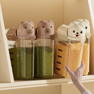 Cute Bear Airtight Food <b>Storage</b> <b>Container</b>, Large Kitchen Pantry Organizer for Cereal & Pet Food, Transparent Dry Grain Dispenser - Product Image 4