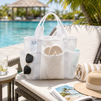 Sac de courses en maille personnalisé avec logo, sac fourre-tout réutilisable pour la plage, idéal pour la promotion en supermarché, la vente au détail, les centres de villégiature, les piscines, les commandes en gros et les cadeaux.